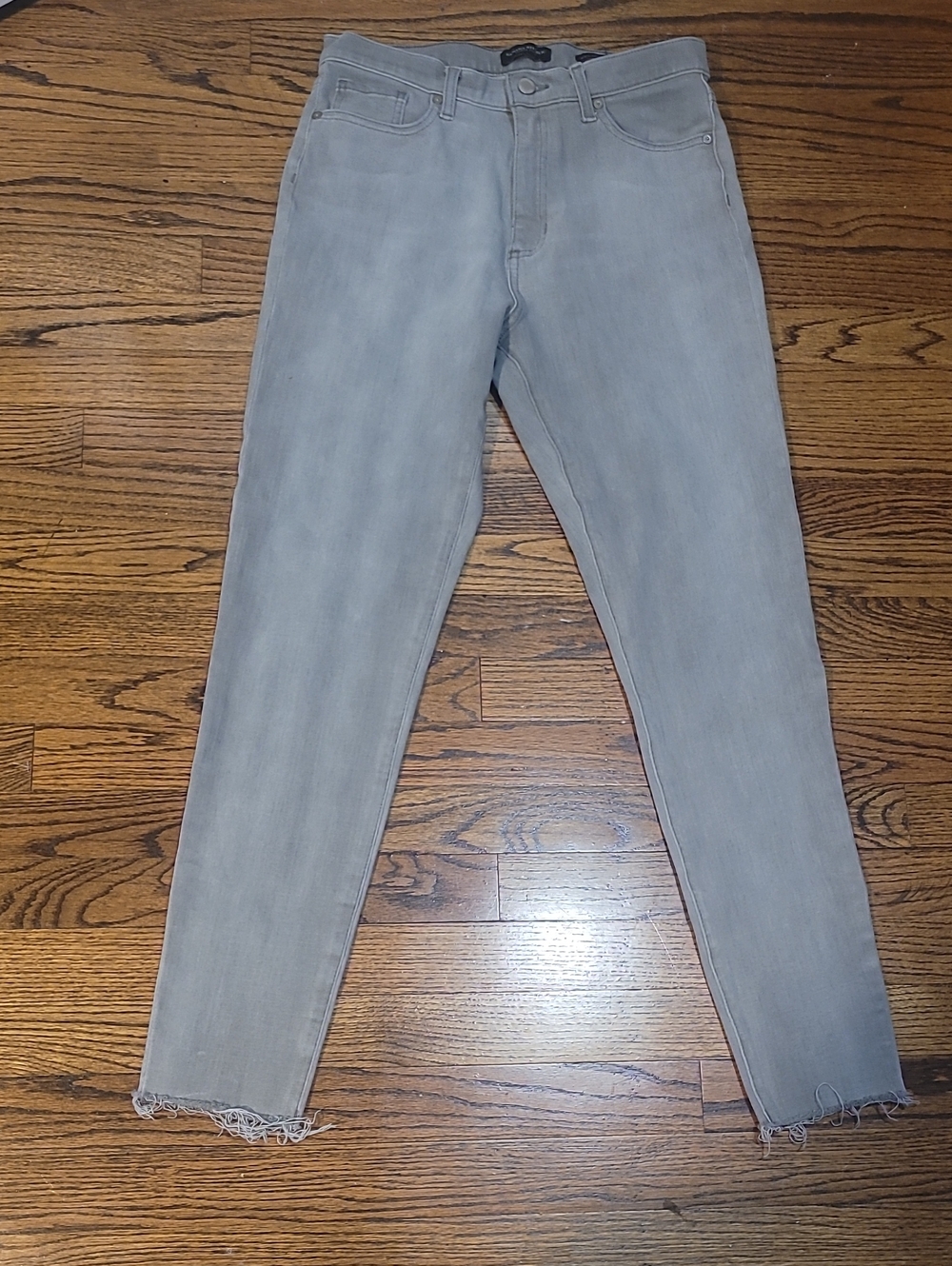 Banana Republic Light Gray Skinny Jeans with Raw Hem